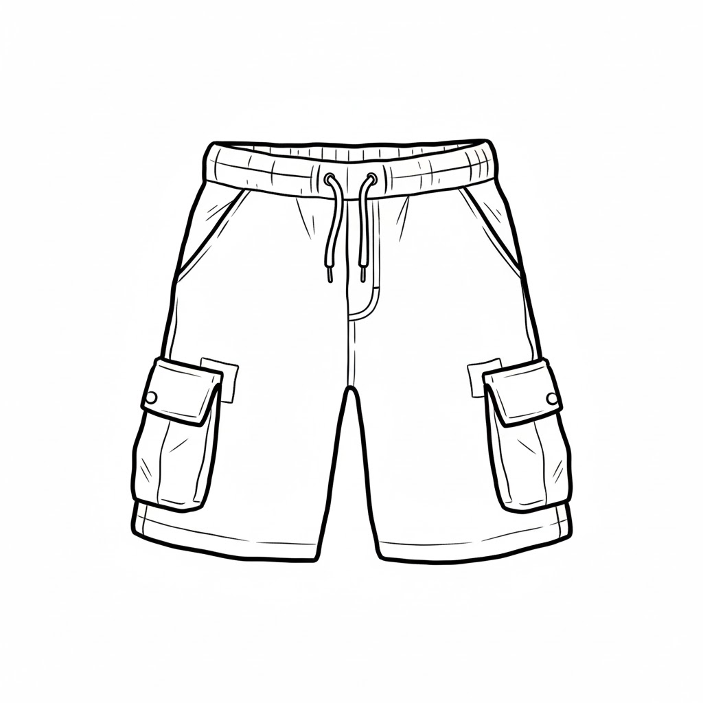 Cargo Shorts with Side Pockets drawing idea