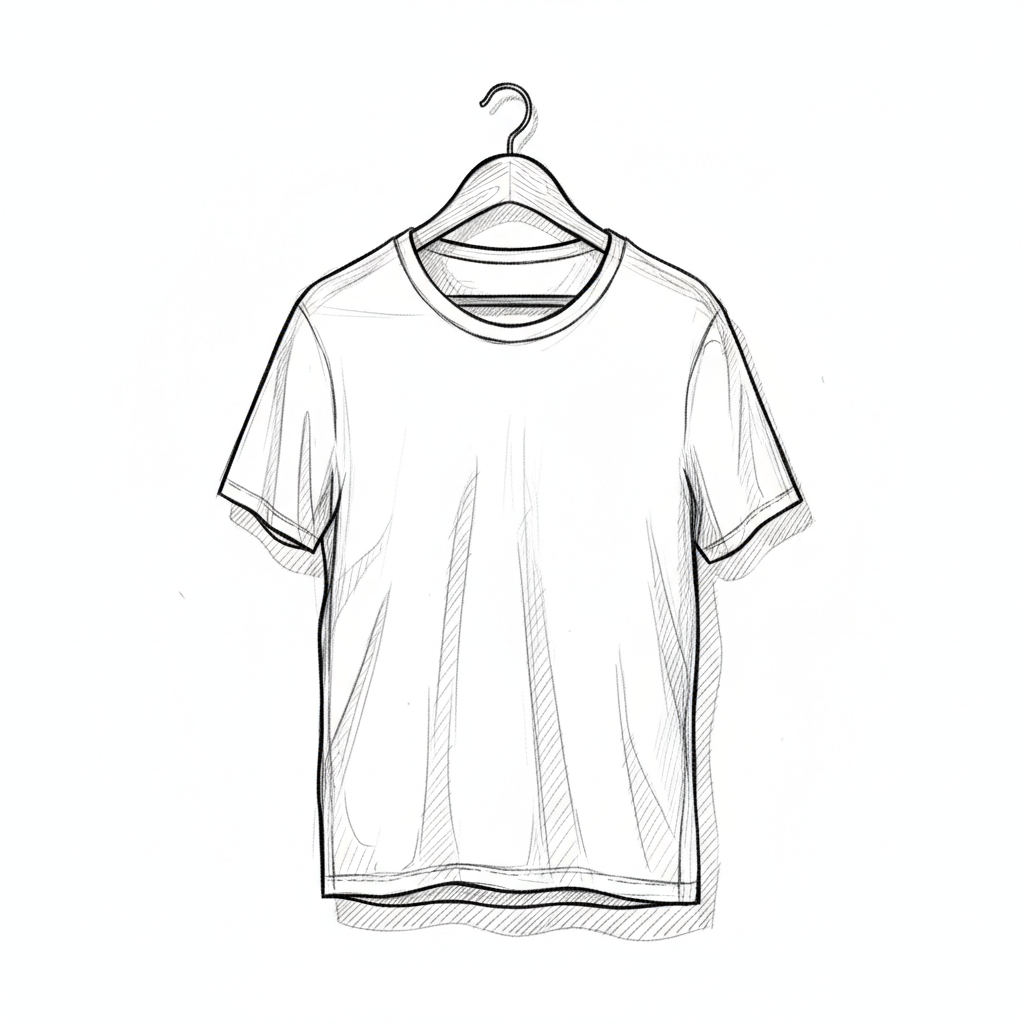 A Plain T-Shirt on a Wooden Hanger