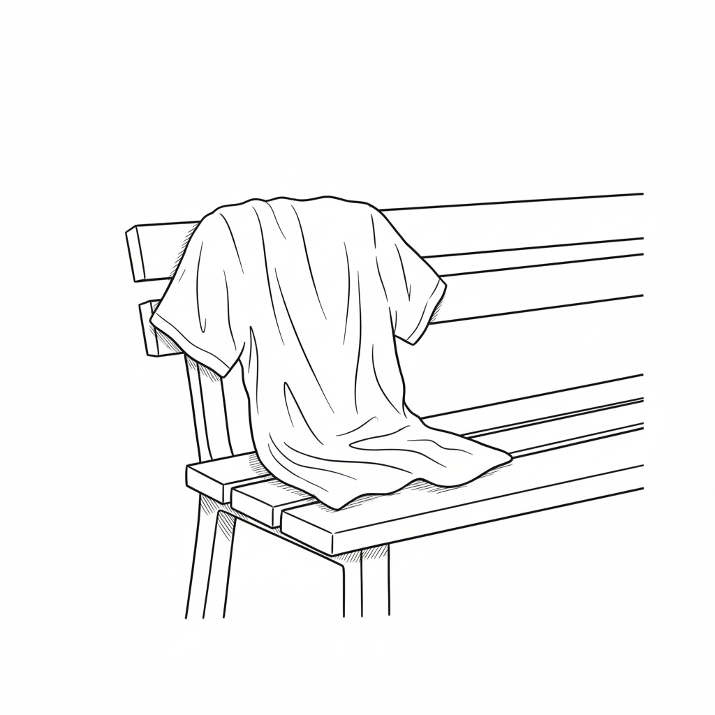 A Shirt Over a Park Bench Arm