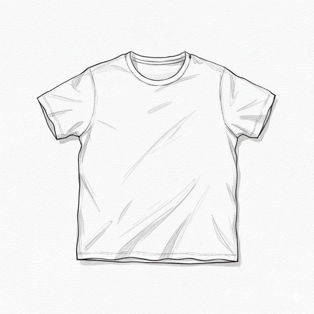A T-Shirt Lying Flat with Soft Wrinkles