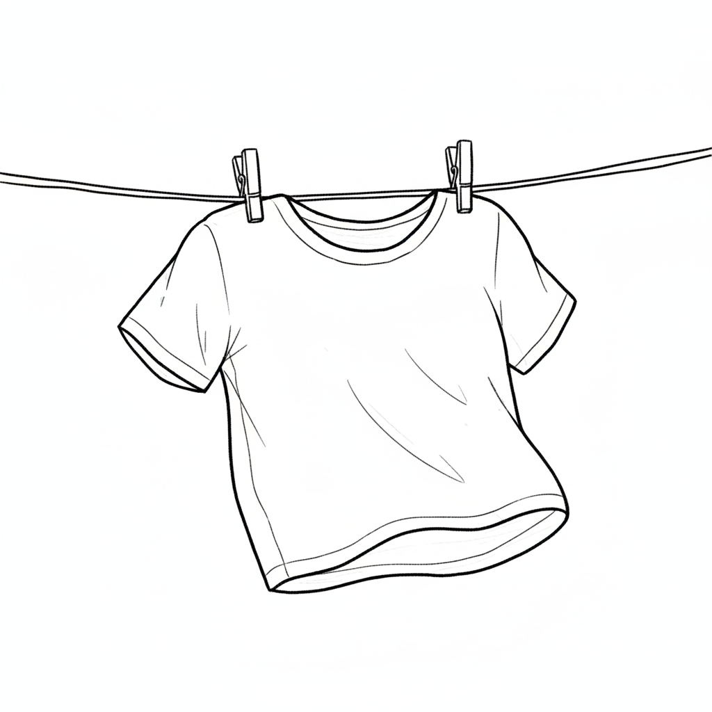 A T-Shirt Blowing in the Wind on a Clothesline
