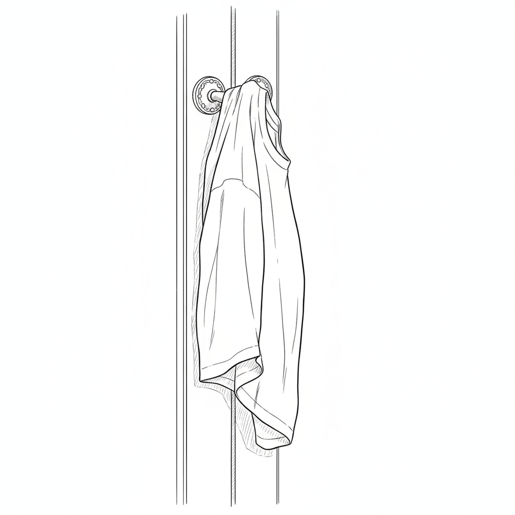 A T-Shirt Hanging on a Door Handle
