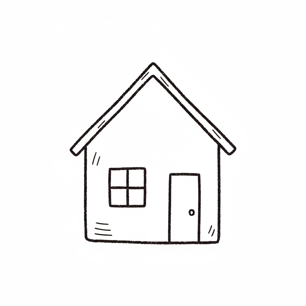 Simple Small Cottage Doodle drawing idea