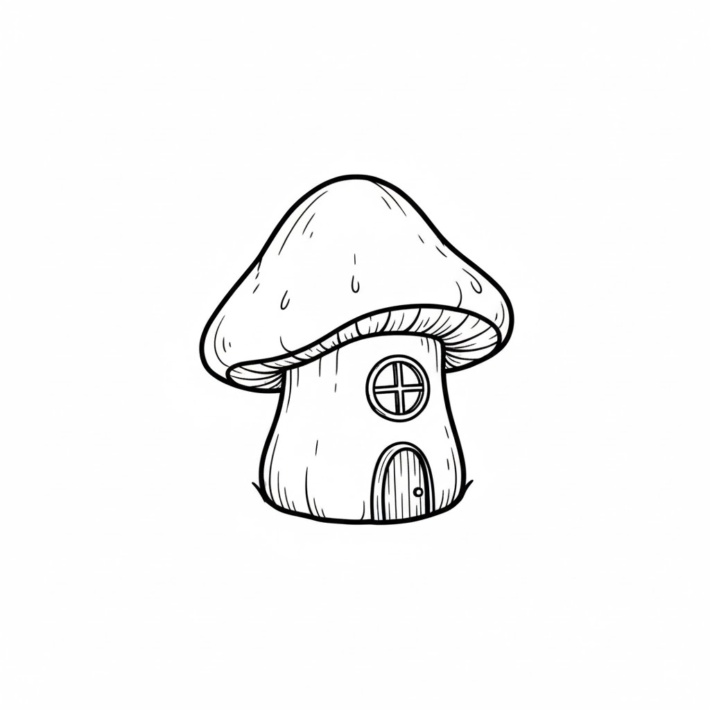 Tiny Fairy Cottage With Organic Lines drawing idea