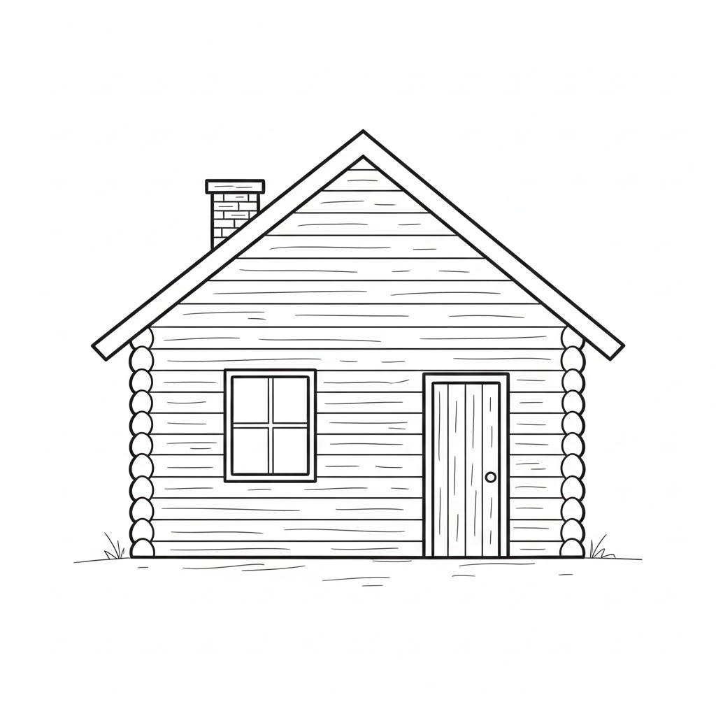 Simple Log Cabin drawing idea
