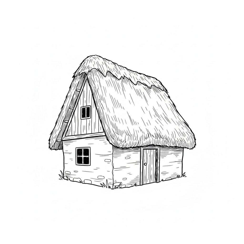 Old Village Cottage drawing idea
