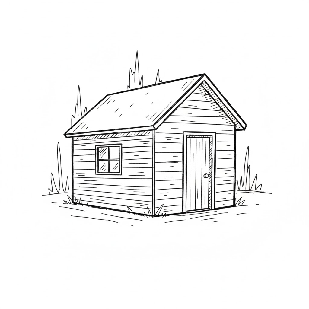 Simple Lakeside Cabin drawing idea