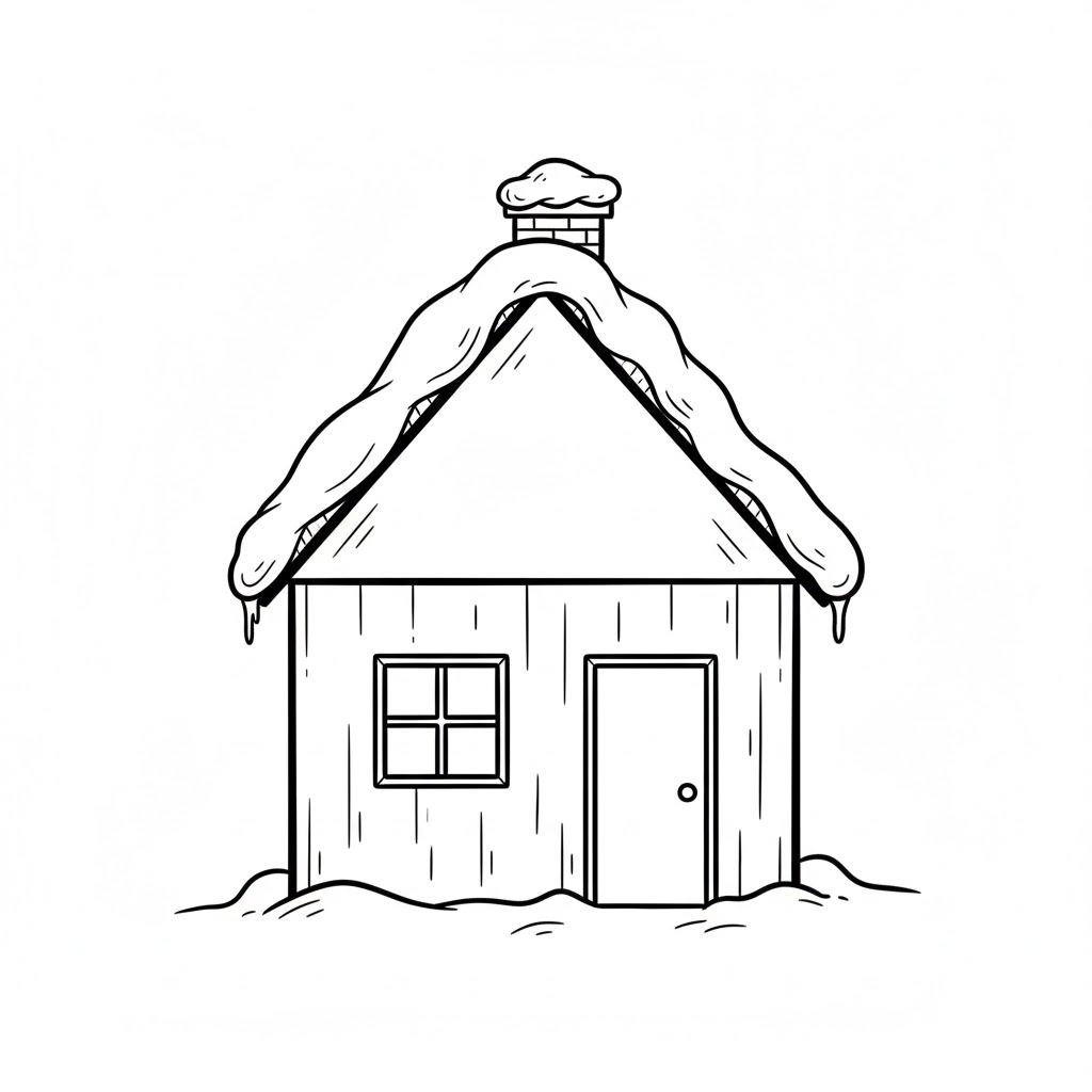 Small Snowy Winter Cottage drawing idea