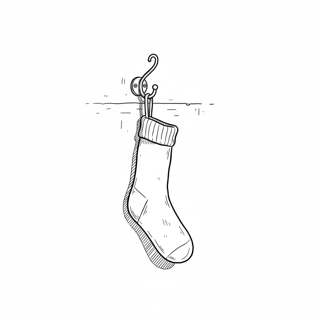A Single Sock Hanging from a Hook