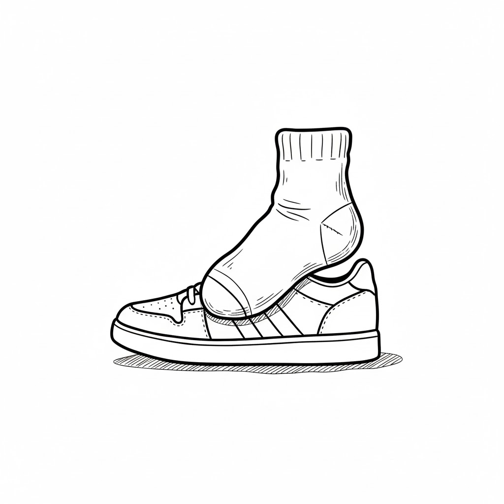 A Sock Sitting on Top of a Shoe