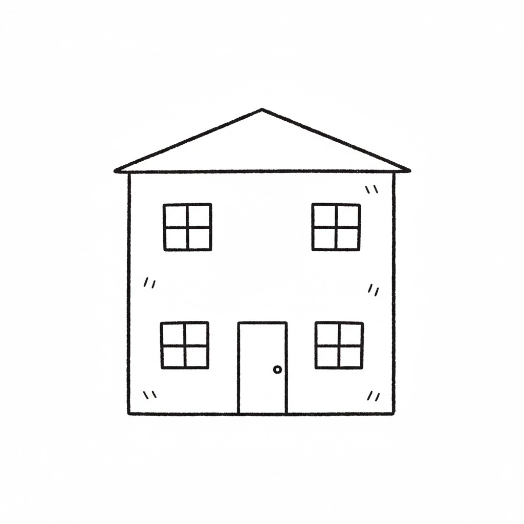 Simple Two-Story House Doodle idea