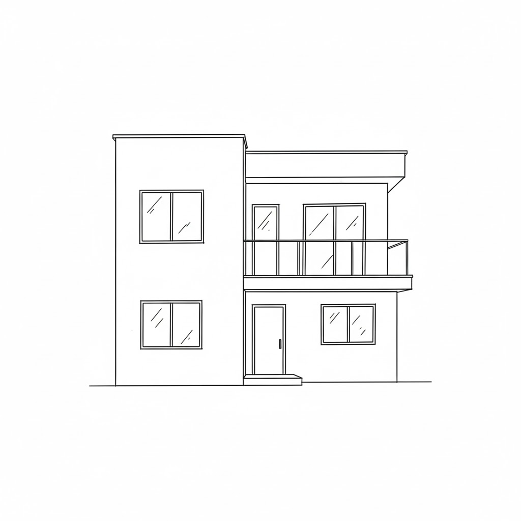 Minimalist Modern House with Flat Roof drawing idea