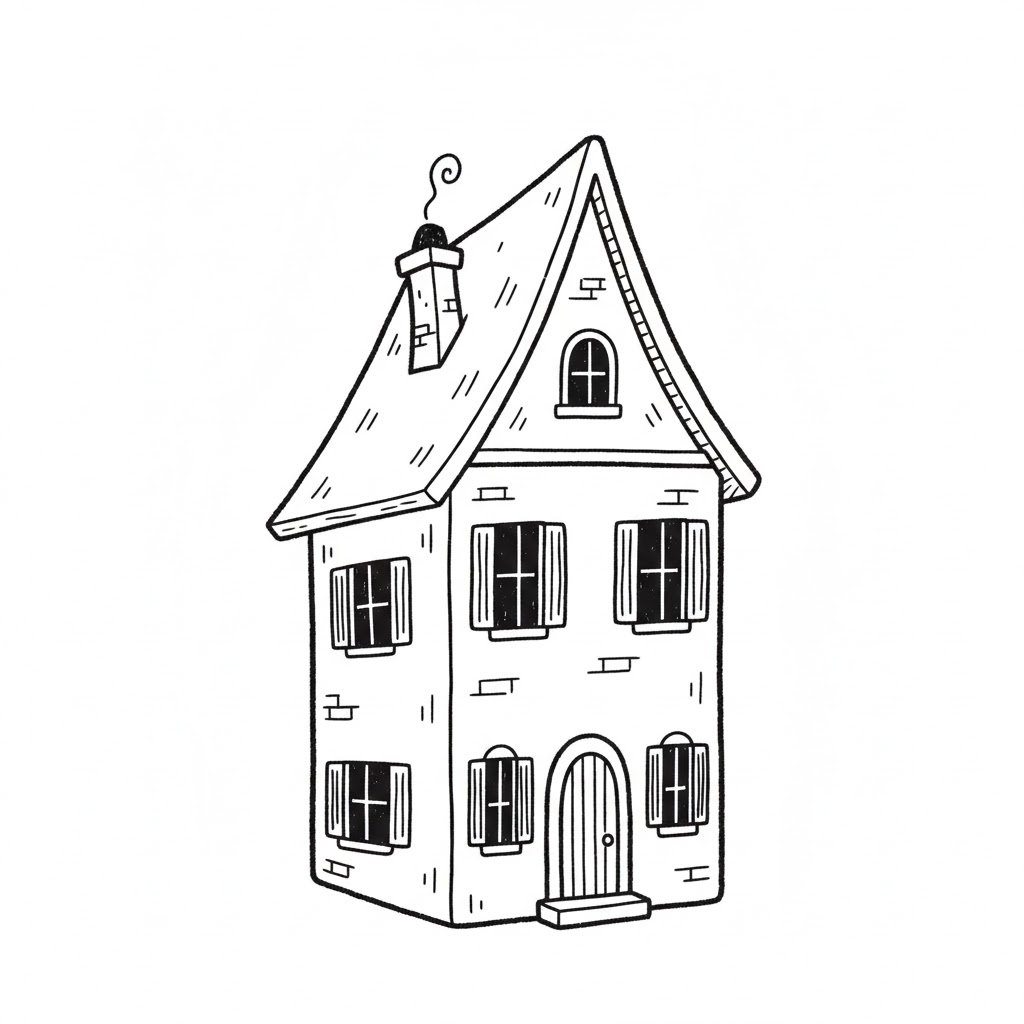 Cute Cottage Two-Story House drawing idea