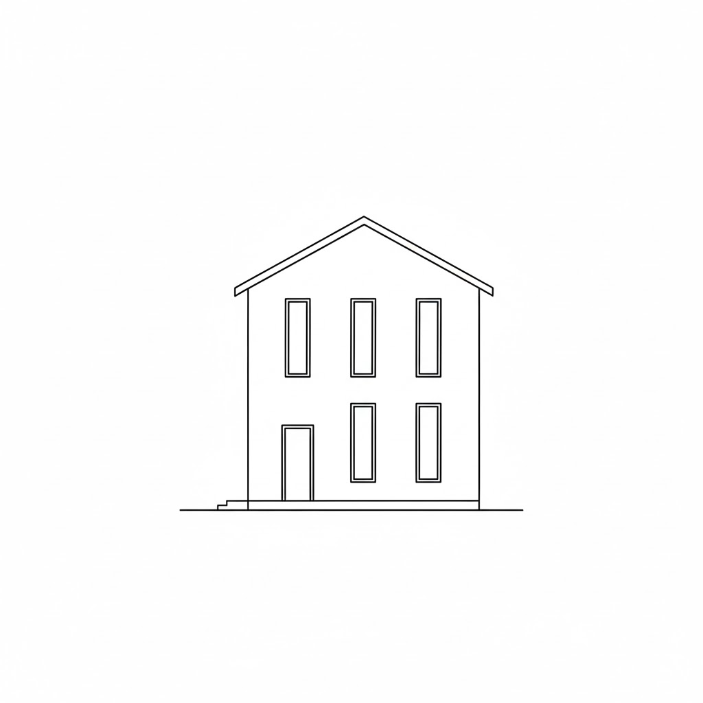 Simple Side-View Two-Story House