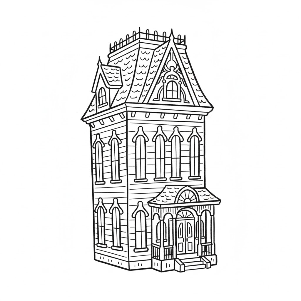 Two-Story Victorian House drawing idea