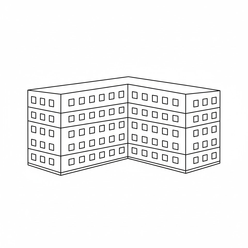 L-Shaped Apartment Building drawing idea