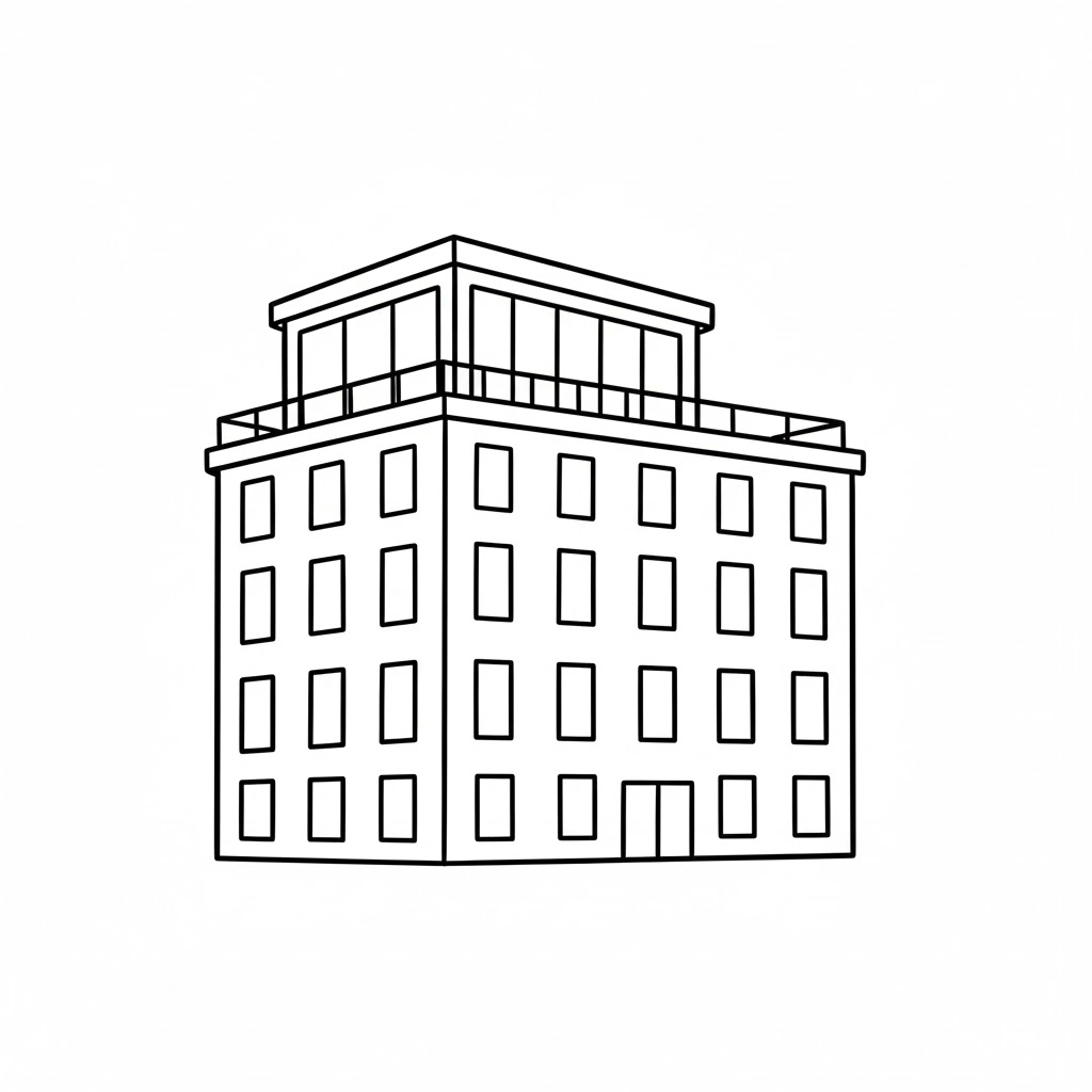 Penthouse-Style Apartment Building drawing idea