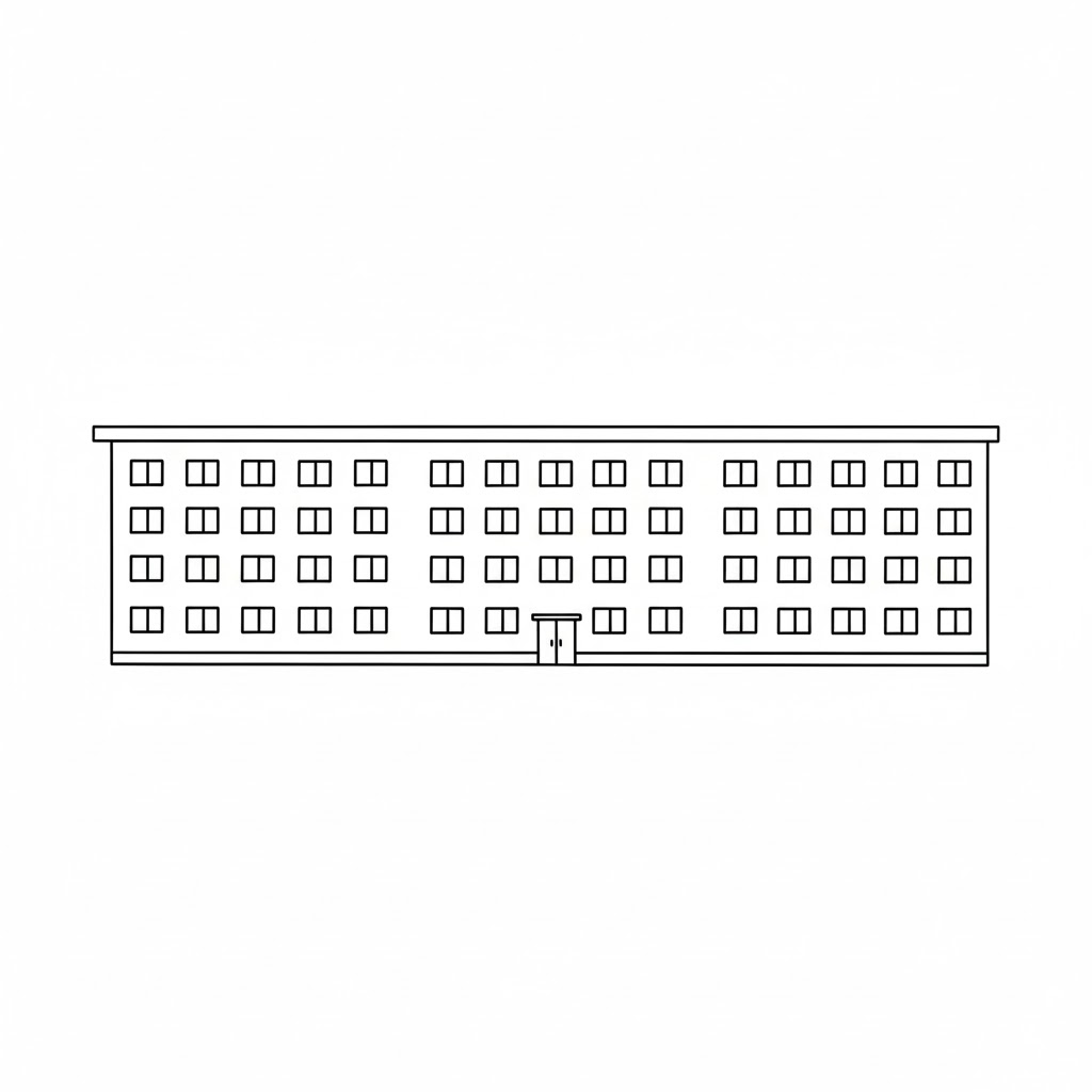 Wide Low-Rise Apartment Building drawing idea