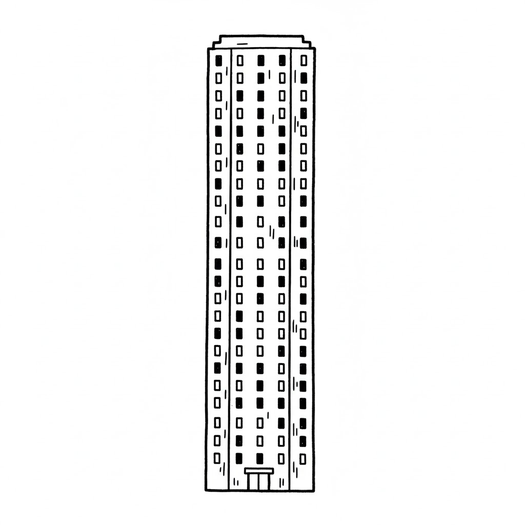 High-Rise Narrow Apartment Tower drawing idea