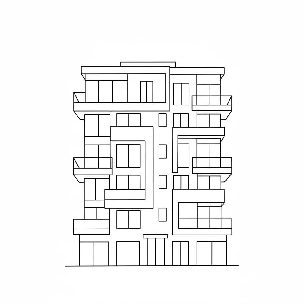 Modern Apartment Building drawing idea