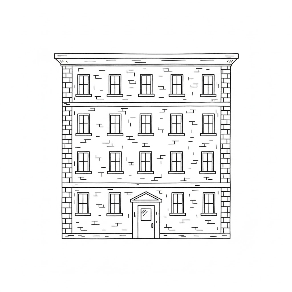 Vintage Brick-Style Apartment Building drawing idea