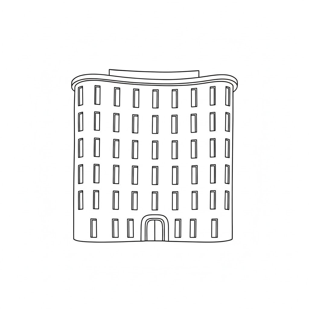 Curved Front Apartment Building drawing idea