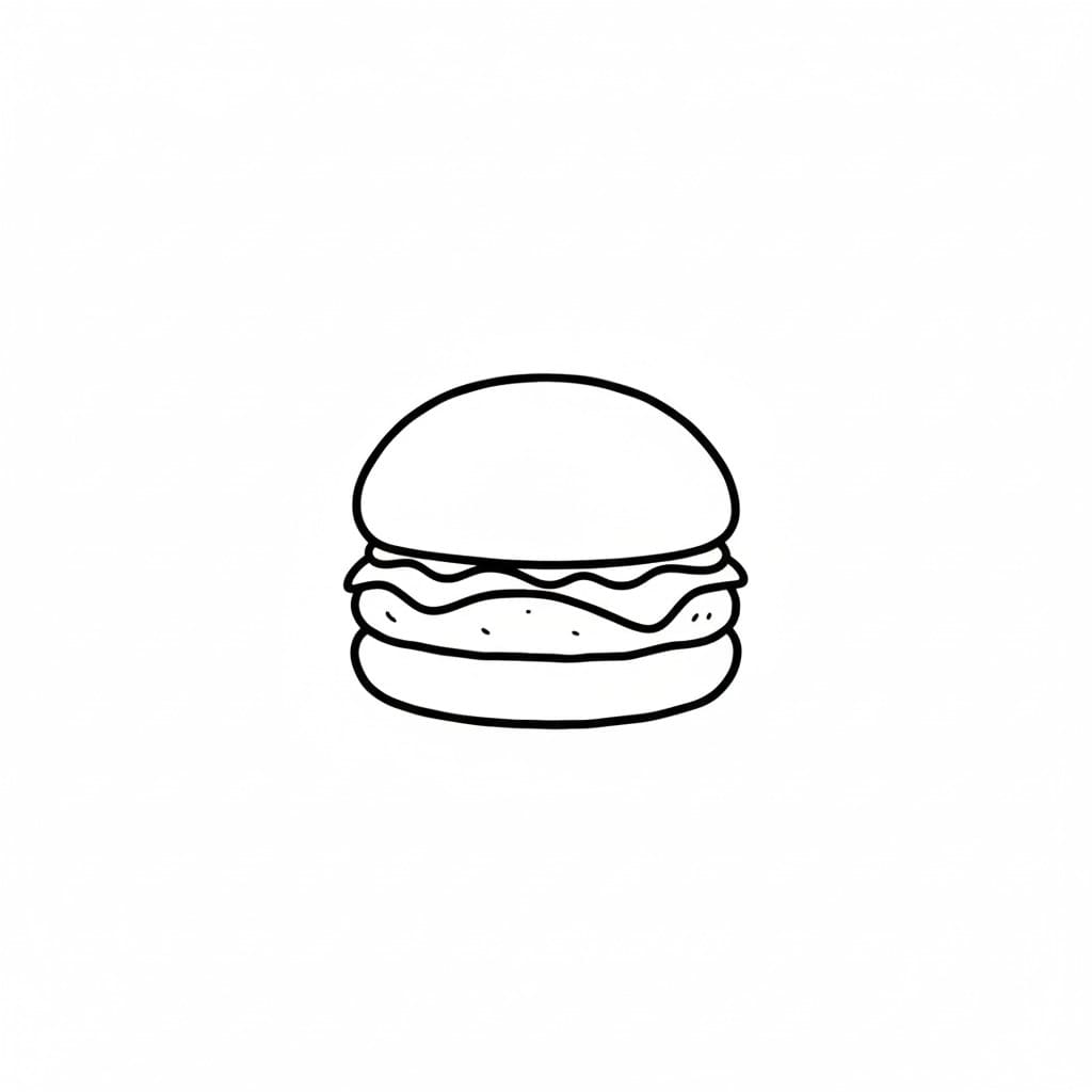 Mini Cartoon-Style Burger drawing idea