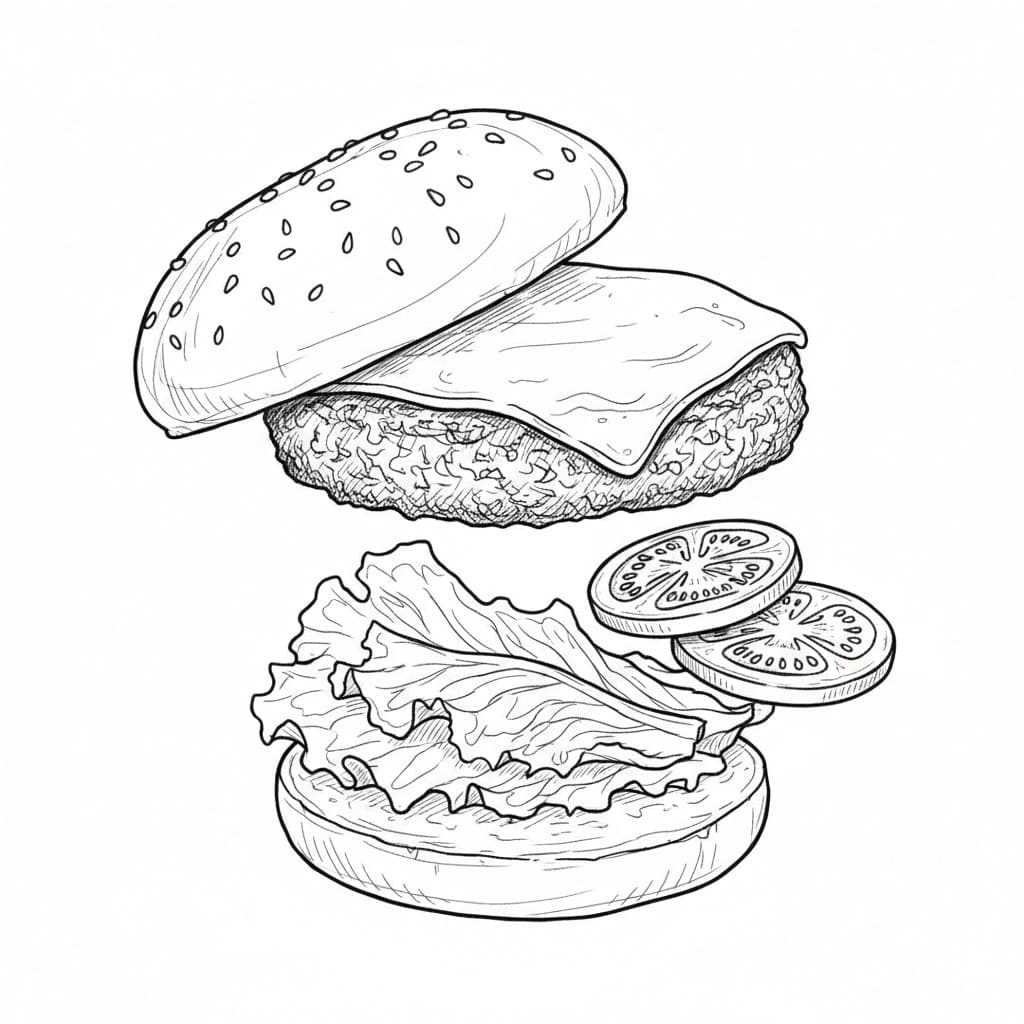 Open-Faced Burger drawing idea