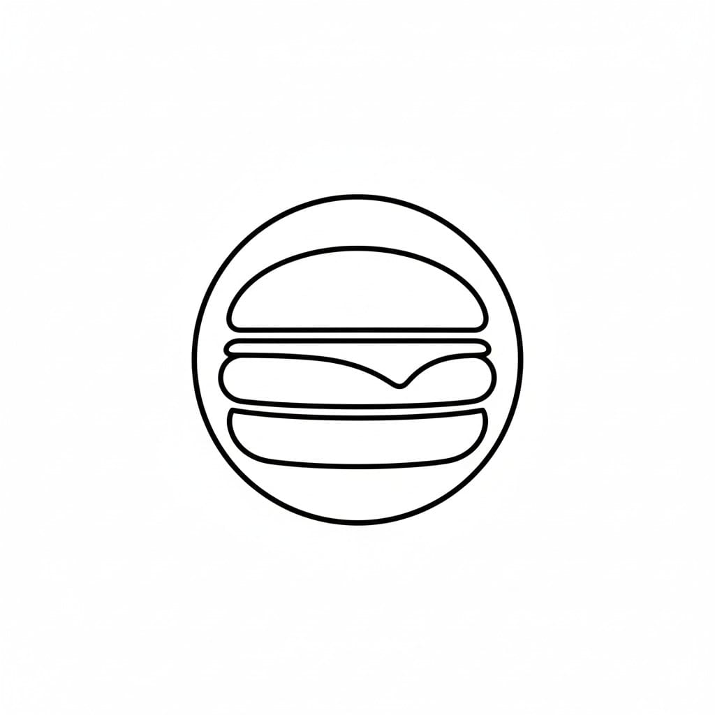 Perfect-Circle Bun Burger drawing idea