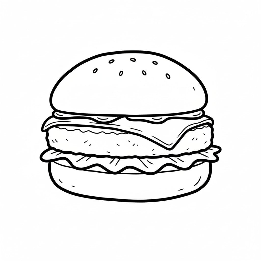 Minimalist Top-View Burger drawing idea