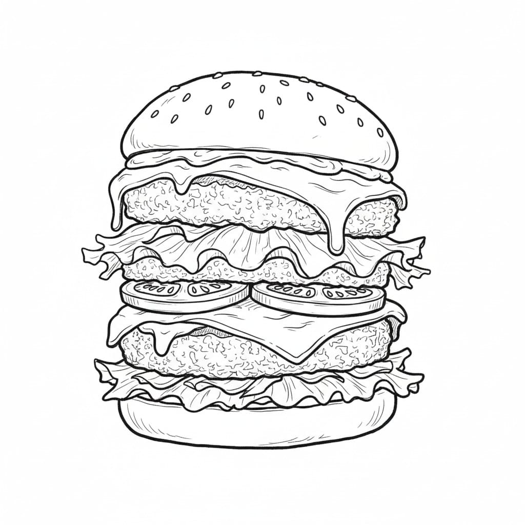 Extra-Tall Messy Burger drawing idea