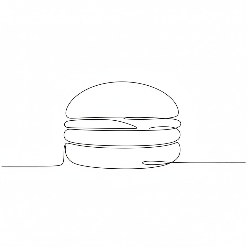 Single-Line Minimal Burger drawing idea