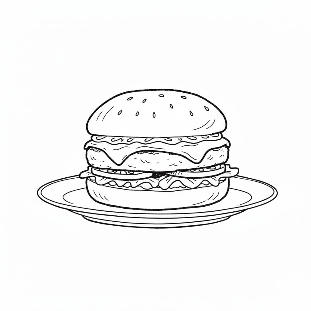 Burger on a Plate drawing idea