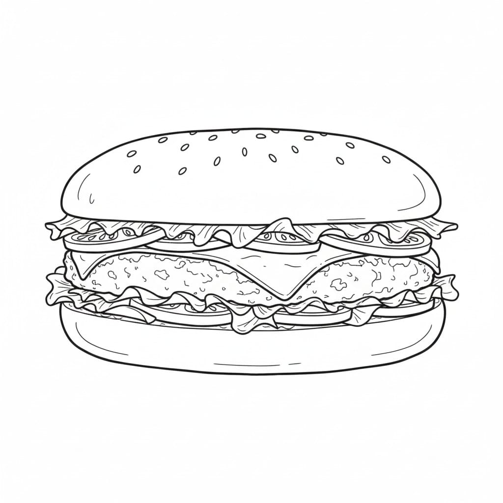 Oval Bun Burger drawing idea