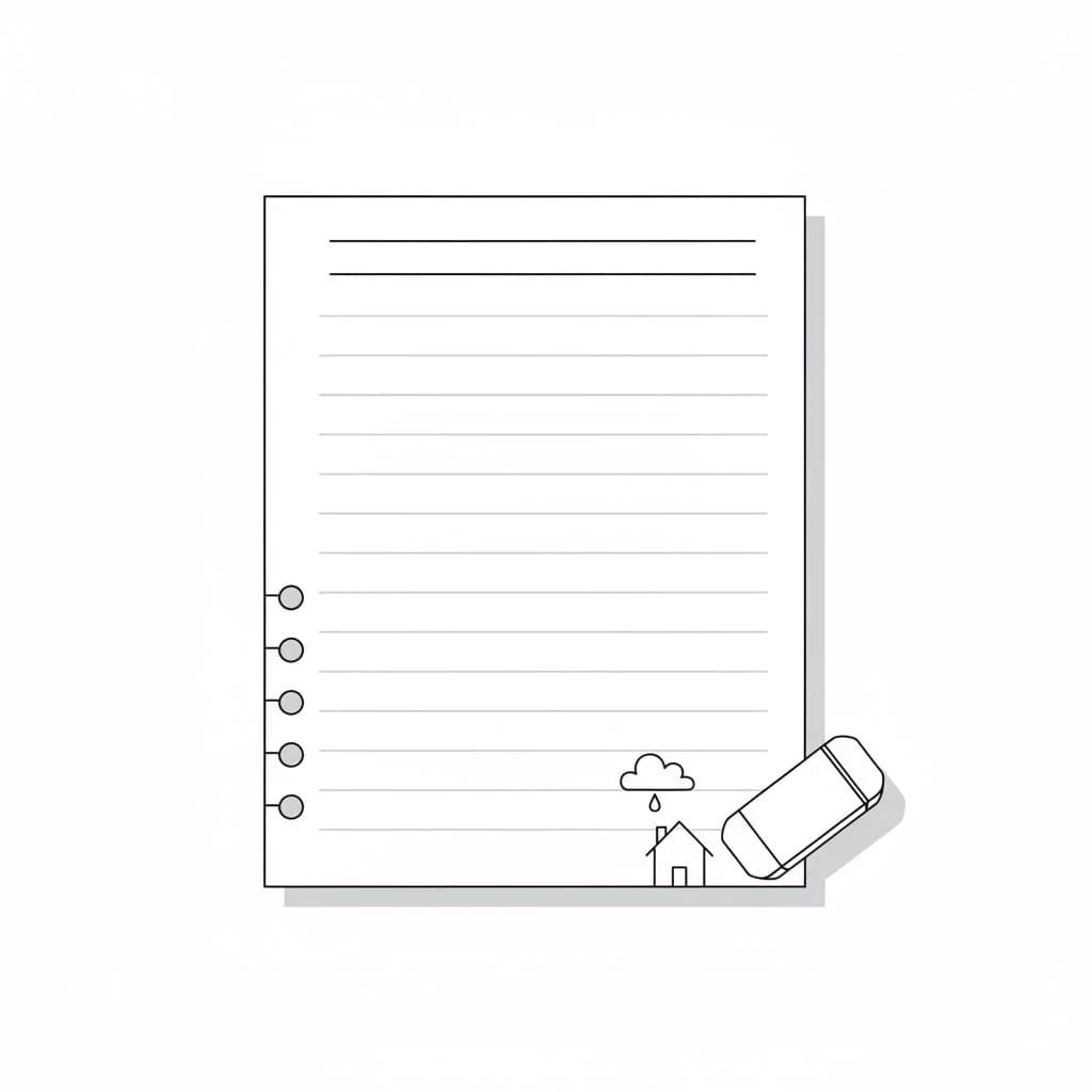 Eraser Near a Notebook Page drawing idea