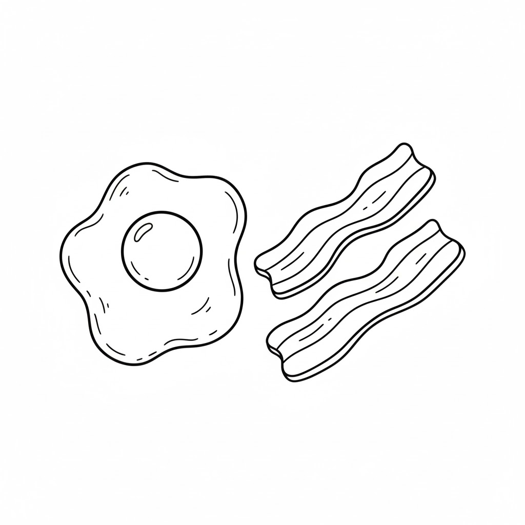 Fried Egg and Bacon Combo drawing idea