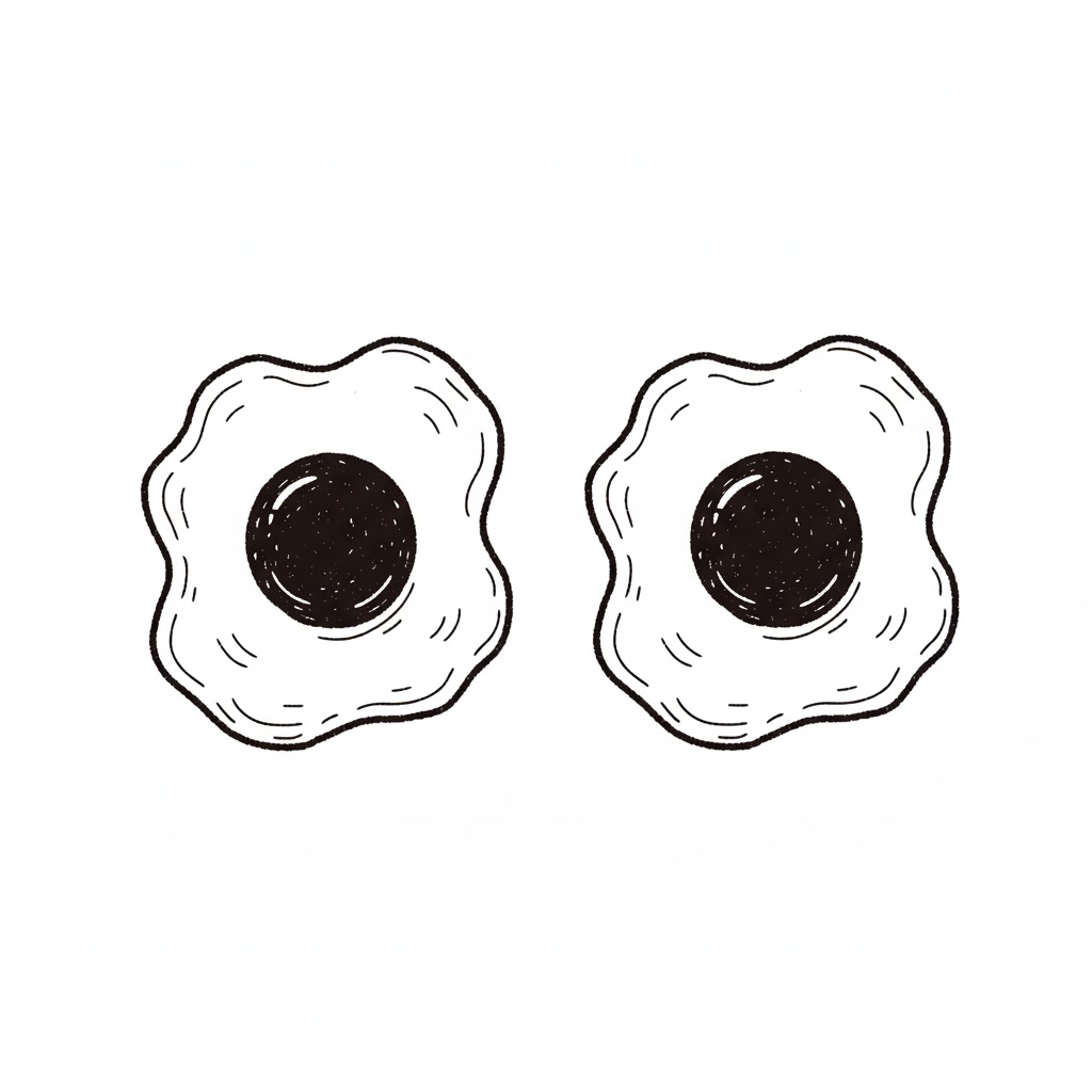 Double Fried Eggs Side-by-Side drawing idea