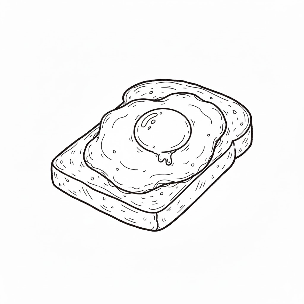 Fried Egg on Toast drawing idea