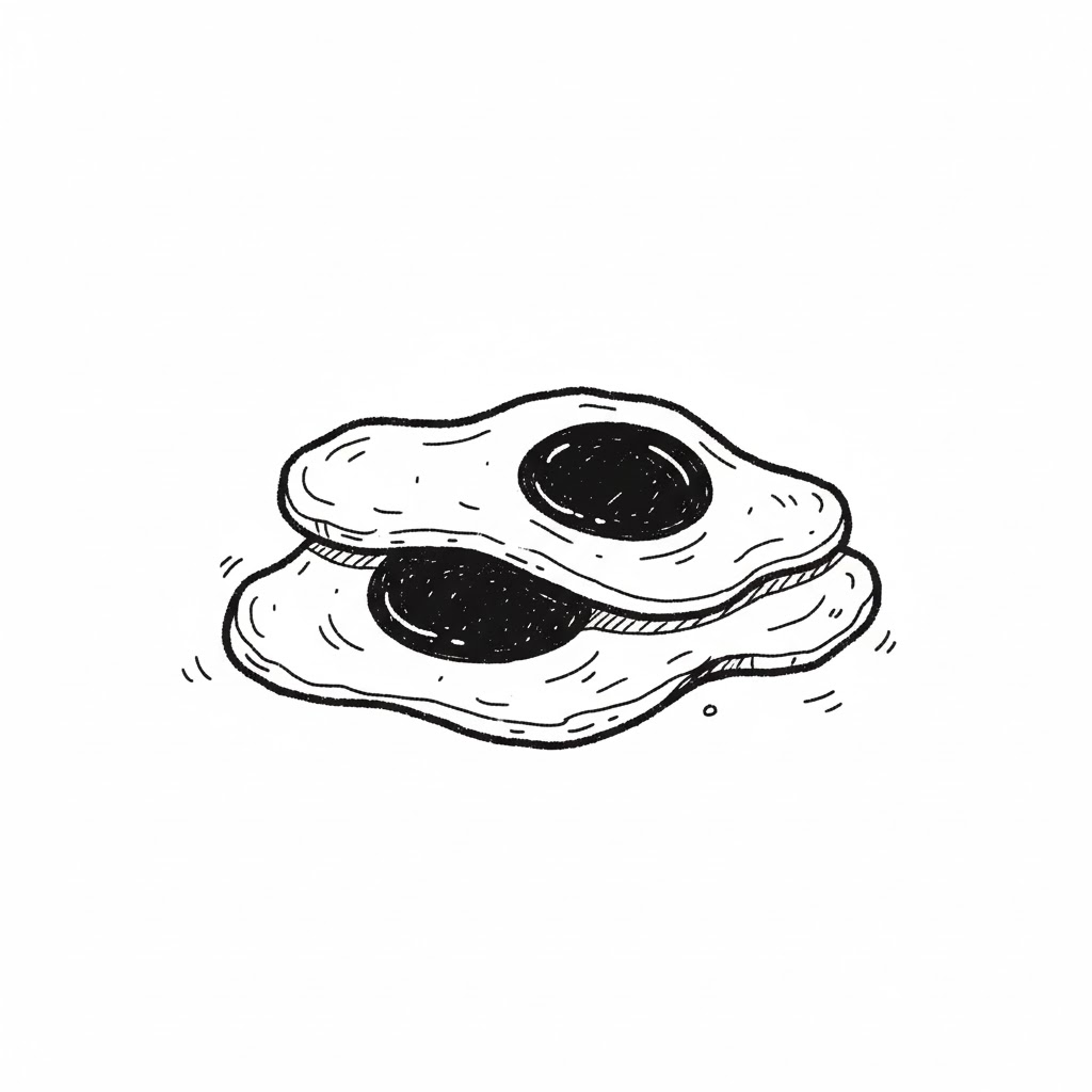 Stacked Fried Eggs drawing idea