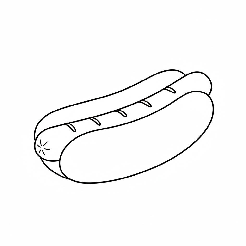 Simple Hotdog with Smooth Bun drawing idea