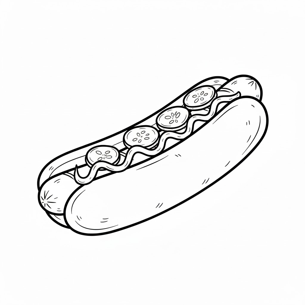 Gourmet Hotdog with Pickles drawing idea