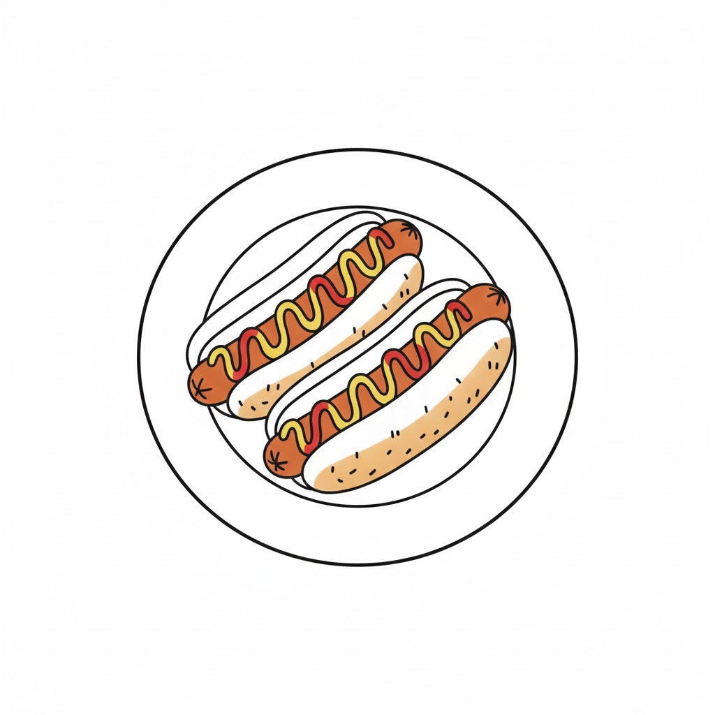 Two Hotdogs with Toppings drawing idea