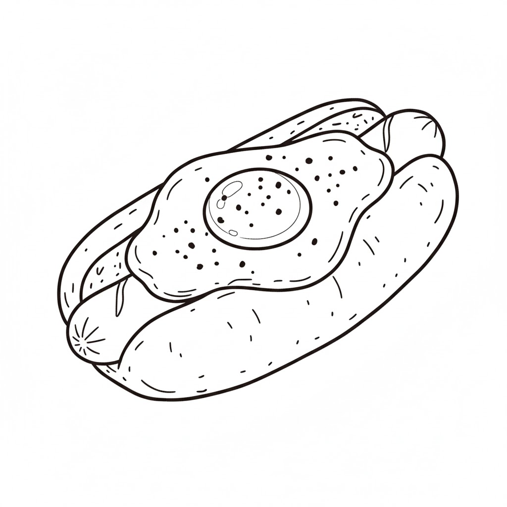 Hotdog With Sunny-Side-Up Egg drawing idea