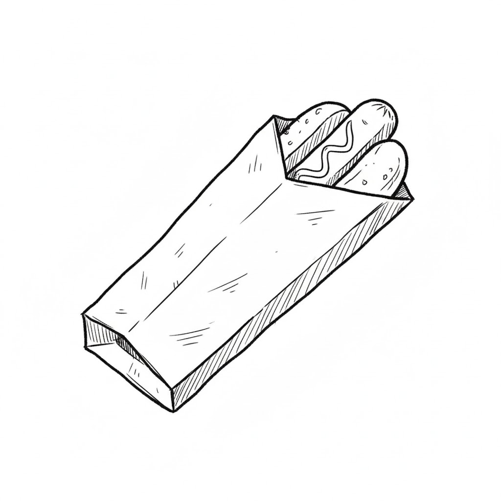Wrapped Hotdog with Napkin drawing idea