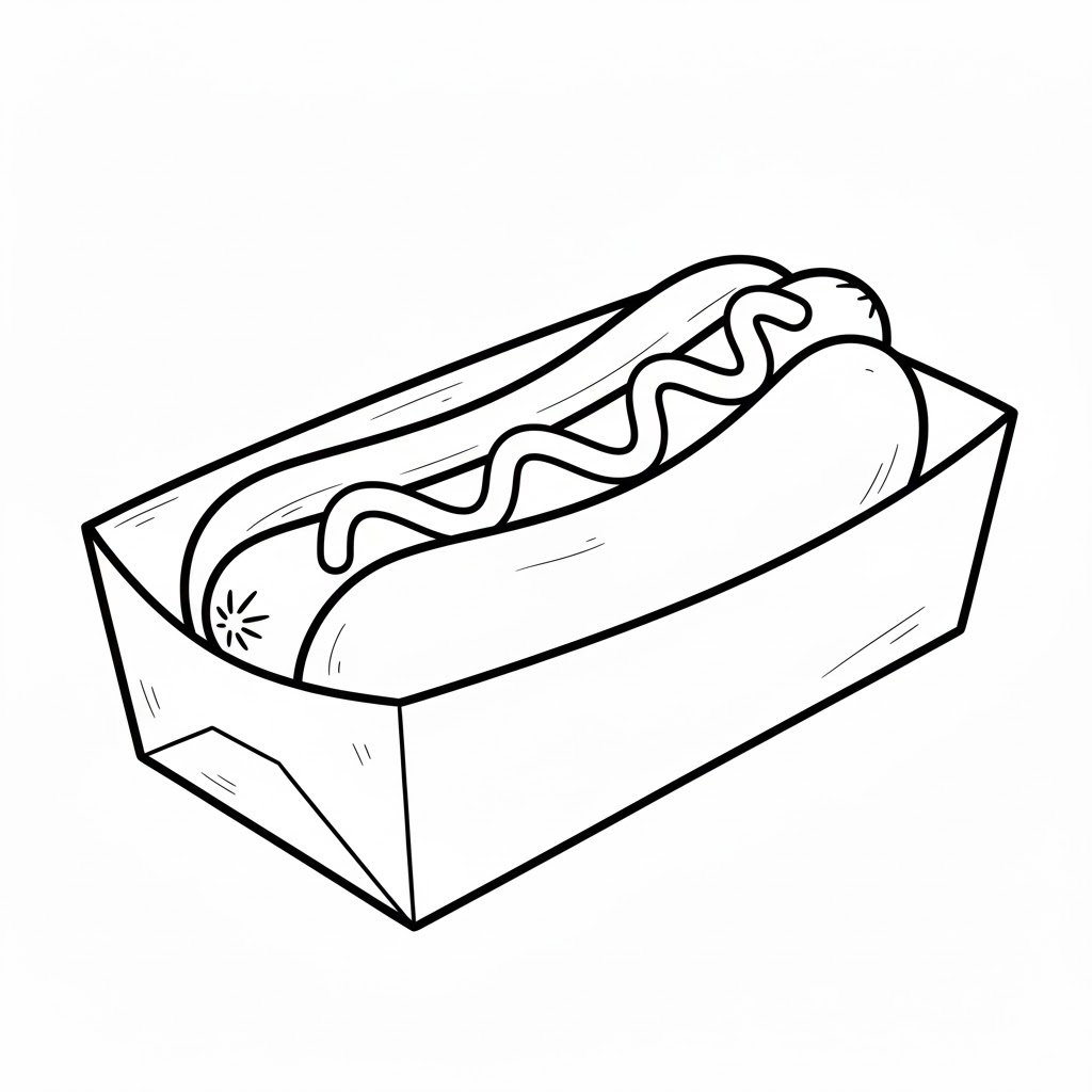 Mustard Hotdog in a Paper Box drawing idea