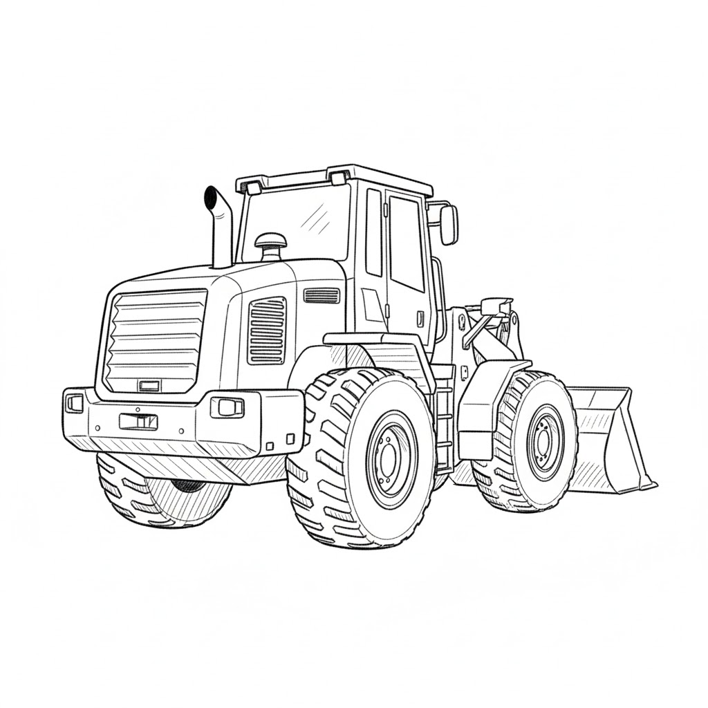 Loader Parked with Lowered Bucket drawing idea