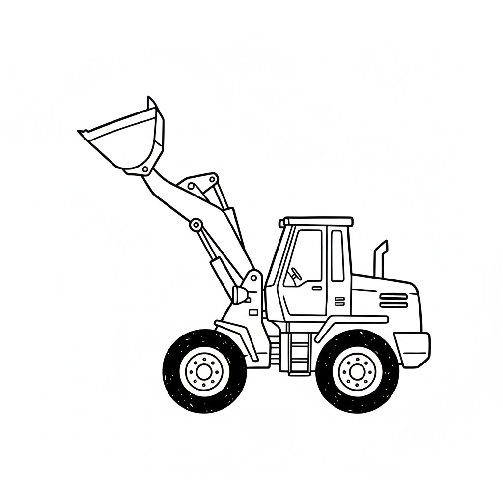 Loader with Tilting Bucket Raised Mid-Air drawing idea