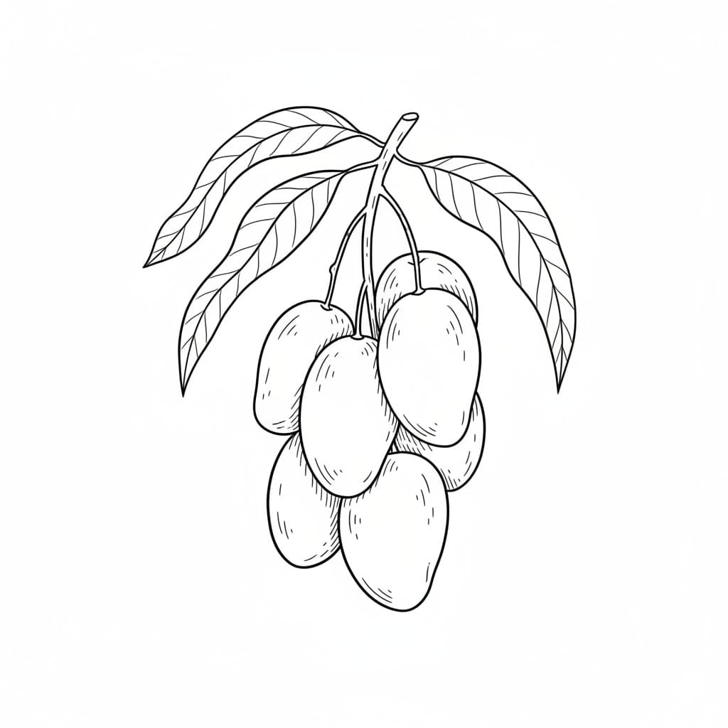 Mangoes Hanging from a Branch drawing idea