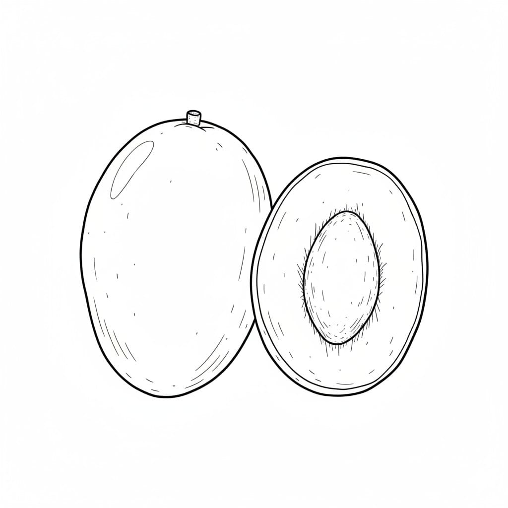 Mango Half with Seed drawing idea