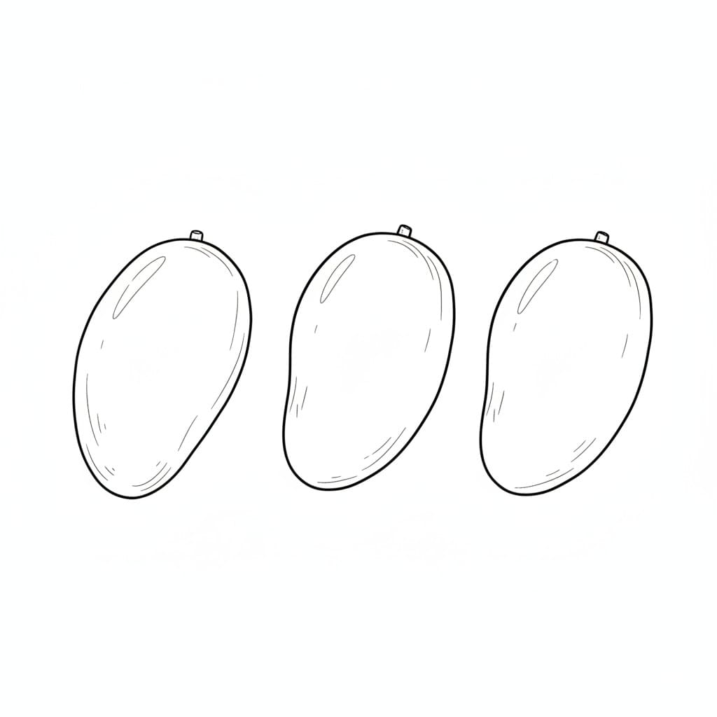 Three Mangoes in a Row drawing idea